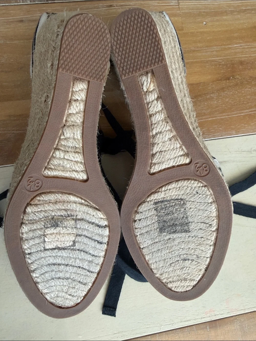 J. Crew Black and White Striped Espadrille Tie-Up Flats